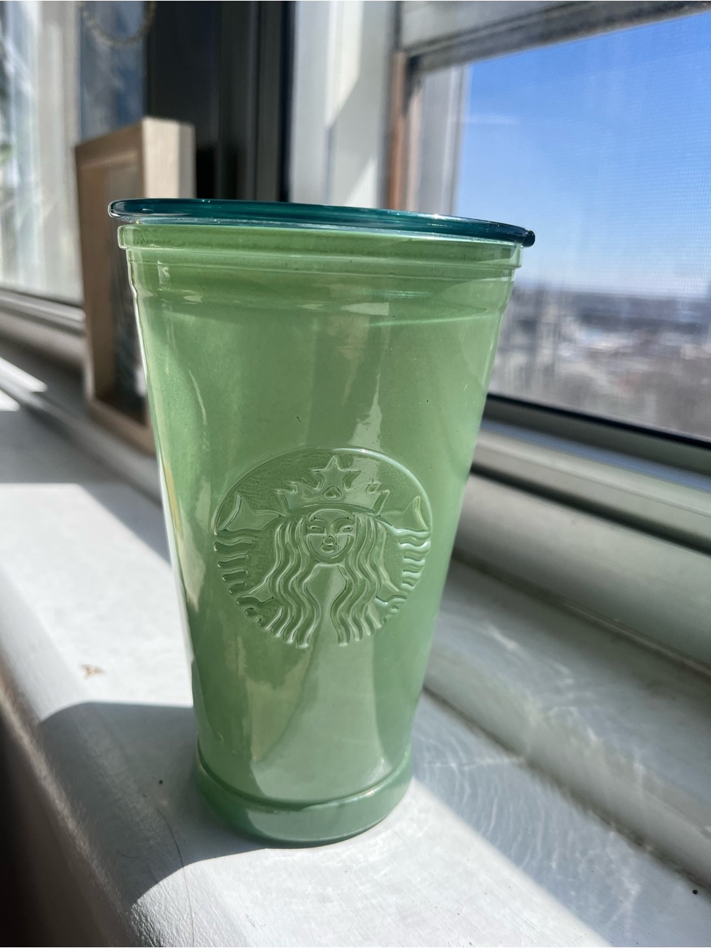 Starbucks Sea Glass Green Reusable Cup with Teal Accent Lid